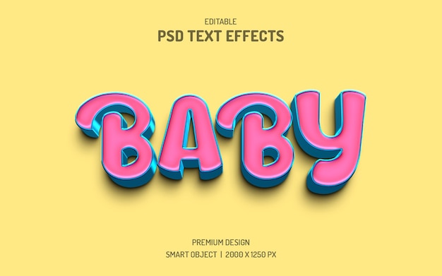 Editable baby 3d text effect