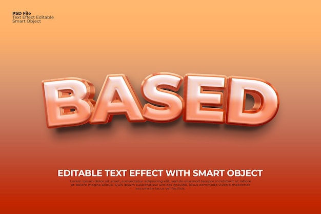 Editable  Based Text  3D effect photoshop