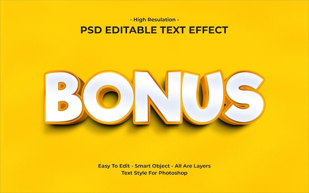 Editable Bonus text effect modern 3d creative and minimal font style