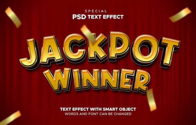 Editable casino slot jackpot winner text effect and gambling text style