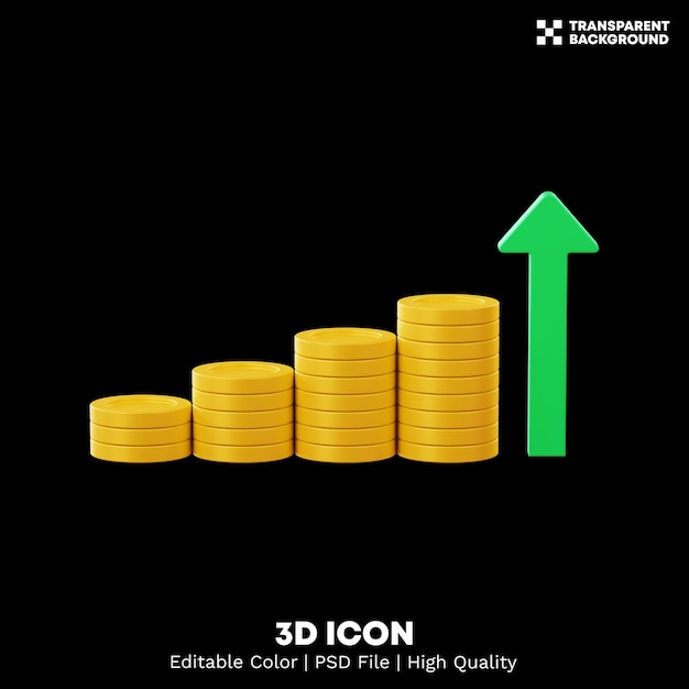 Editable color 3d render isolated golden coin element