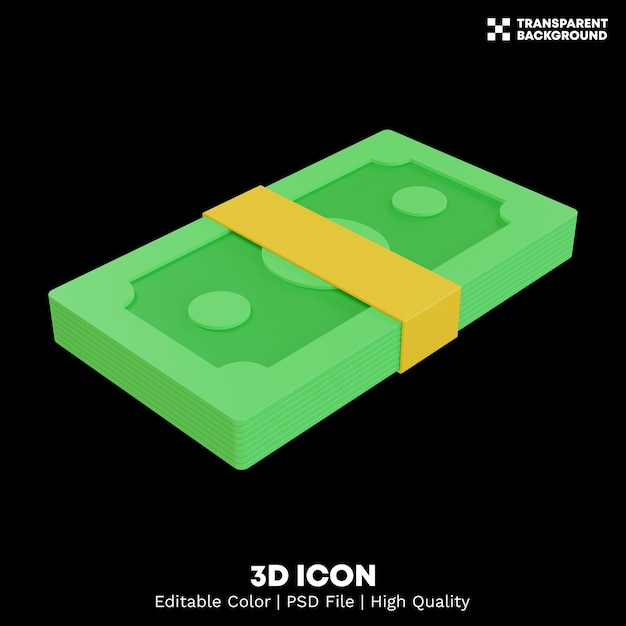 Editable color 3d render isolated stack of money element