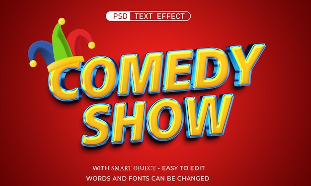 PSD editable comedy show text effect 3d style