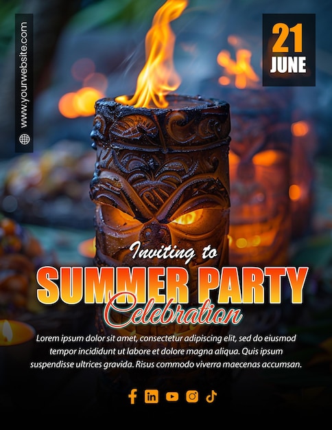 Editable Custom Summer Party Event flyer club dj night flyer invitation design template