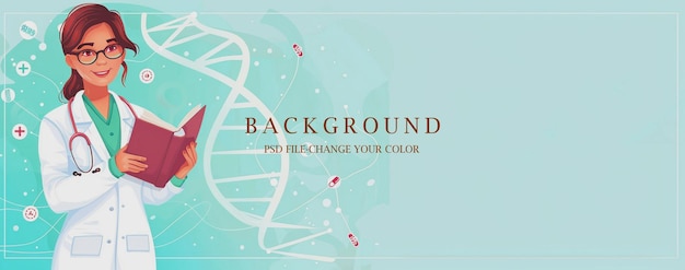 PSD editable dna structure background with customizable colors psd template