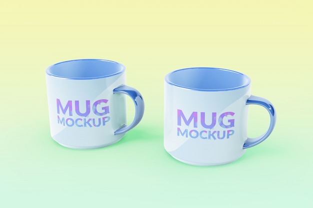 Editable double mug mockups