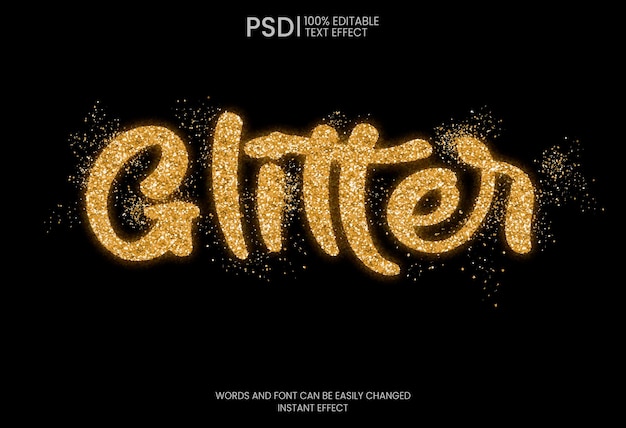 PSD editable glitter text effect