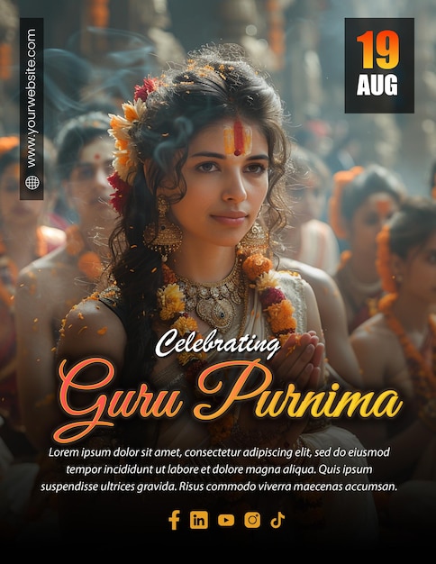 PSD editable guru purnima flyer template for reverent gatherings