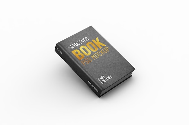 Editable high quality realistic small thick hardcover book mockup with gold lettering on title