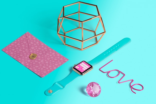 Editable isometric scene creator mockup with valentines day concept