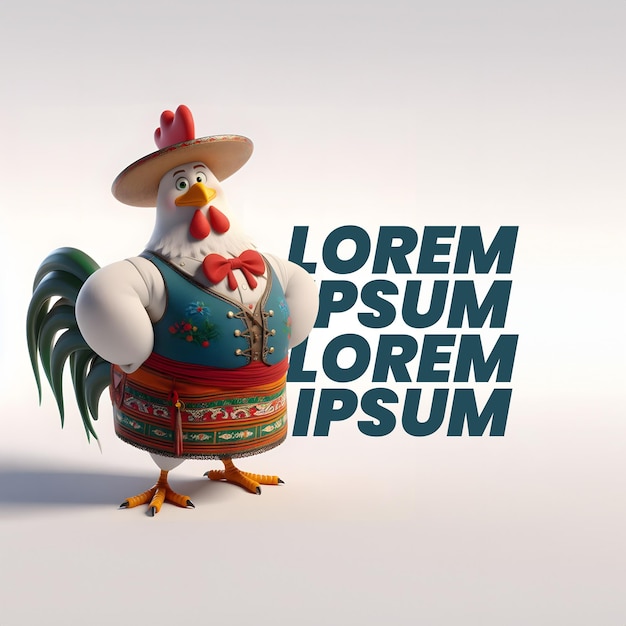 Editable PSD banner Template Rooster chicken mascot Editable text