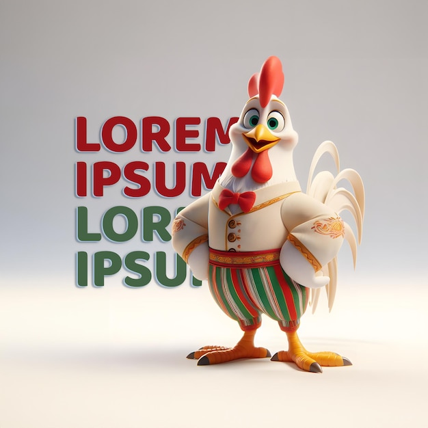 Editable PSD banner Template Rooster chicken mascot Editable text