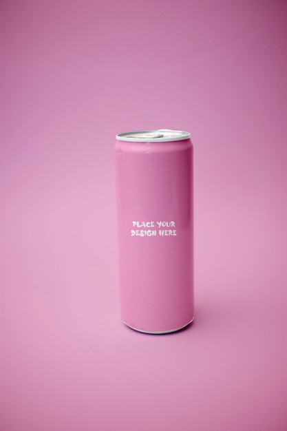 PSD editable psd mockup tall pink can design with customizable label