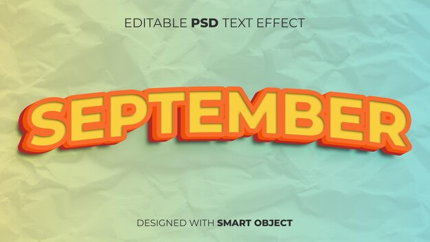 PSD editable psd text effect of september for title copy poster event etc