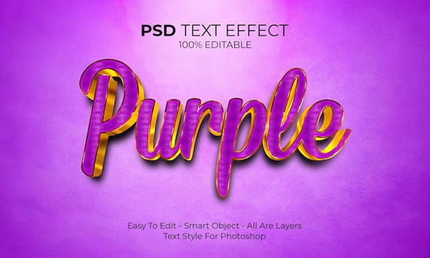 Editable Purple text effect modern 3d creative and minimal font style