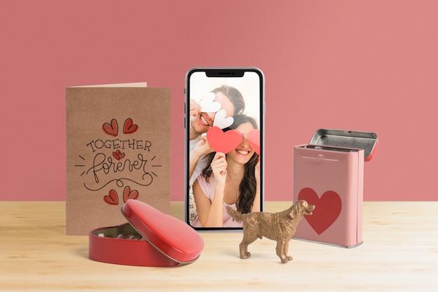 Editable scene creator mockup with valentines day concept