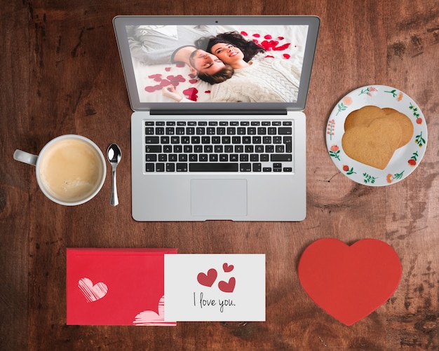 Editable scene creator mockup with valentines day concept