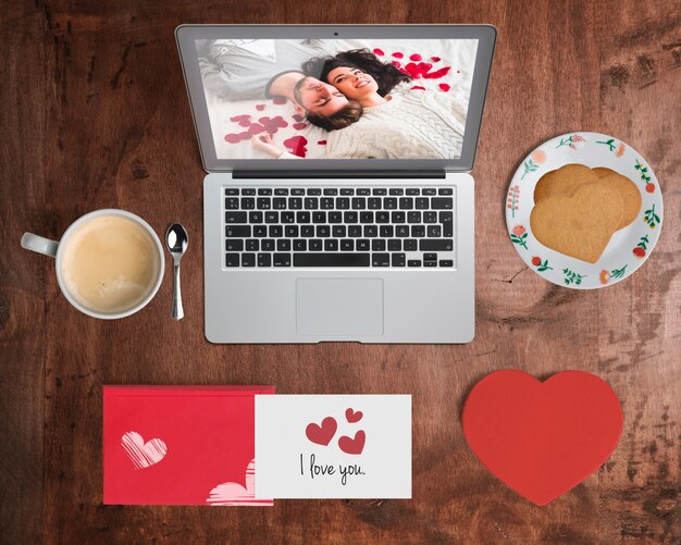 PSD editable scene creator mockup with valentines day concept