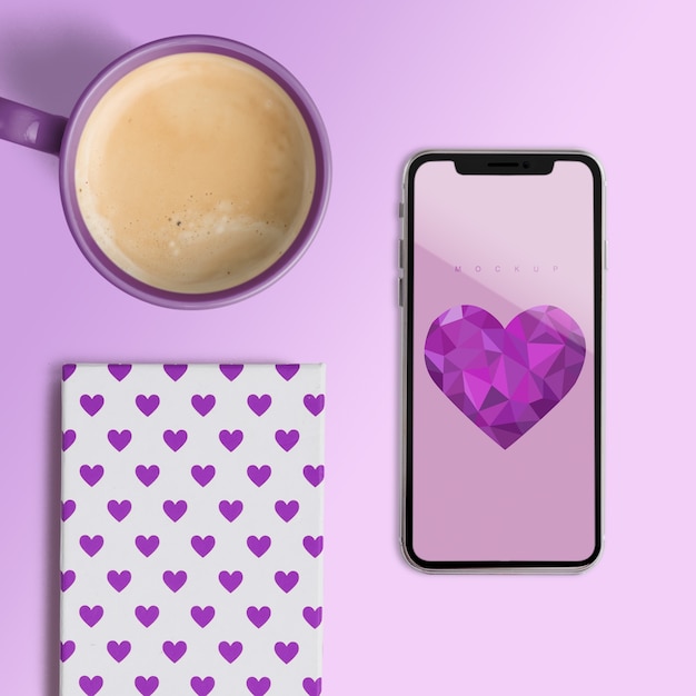 Editable scene creator mockup with valentines day concept