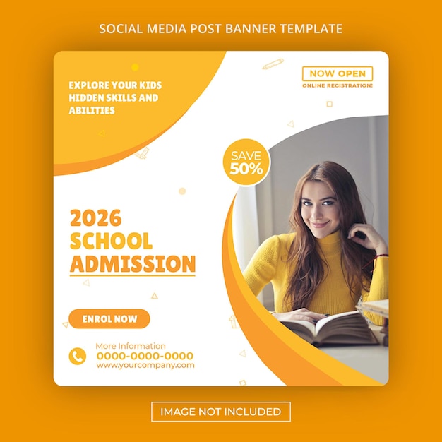 Editable School Admission Education School Banner Template social media post