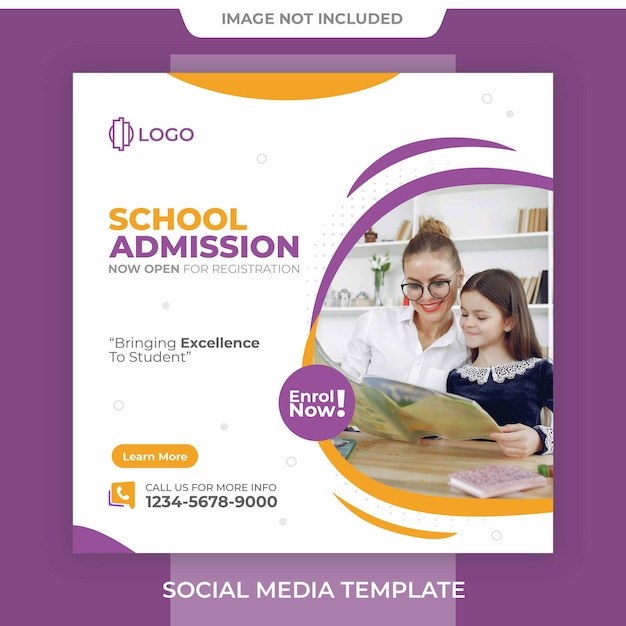 Editable School Admission free Square template