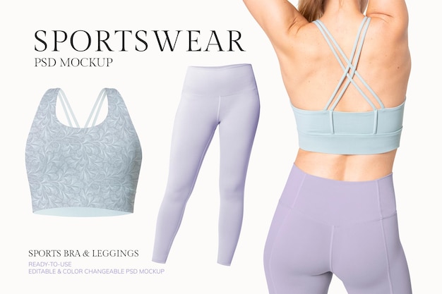 PSD editable sportswear psd mockup template for women&rsquo;s apparel ad