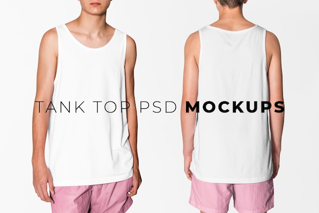 PSD editable tank top psd mockup template basic youth apparel ad