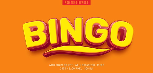 Editable text bingo with 3d style effect