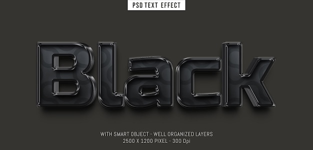 Editable text black with effect 3d style