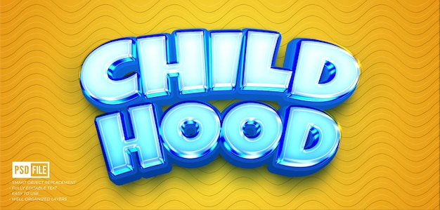 Editable text Childhood custom text 3D style text effect