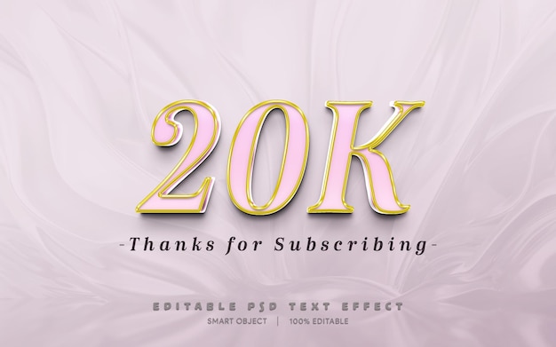 Editable text effect 20k subscribing text style