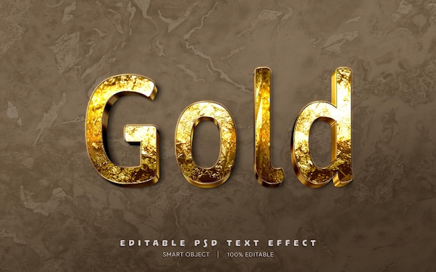 Editable text effect 3d gold text style