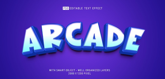 Editable text effect arcade 3d style