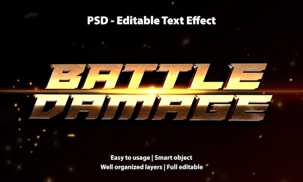 Editable Text Effect Battle Damage Premium