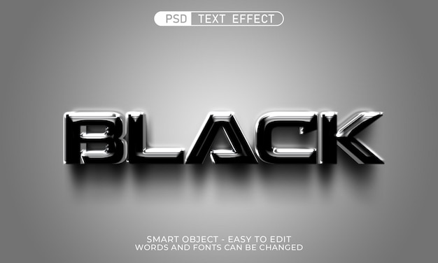 Editable text effect black 3d style