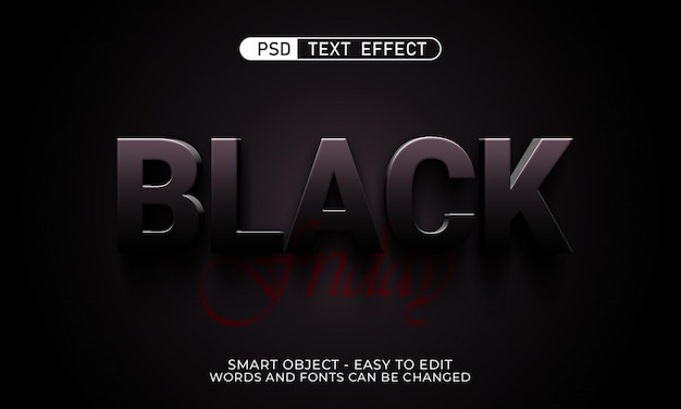 Editable text effect black friday 3d style