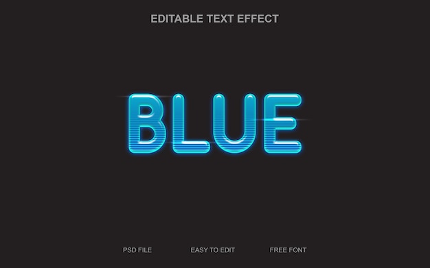 Editable text effect blue style psd