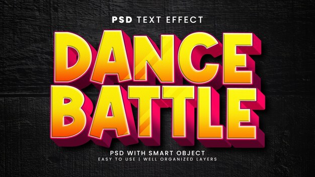 PSD editable text effect dance battle in creepy cartoon style