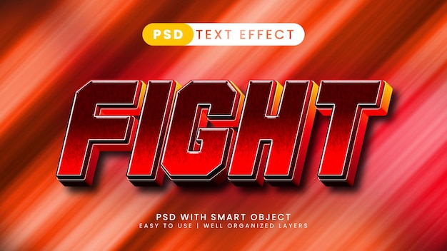 Editable text effect fight 3d gamer and sport font style