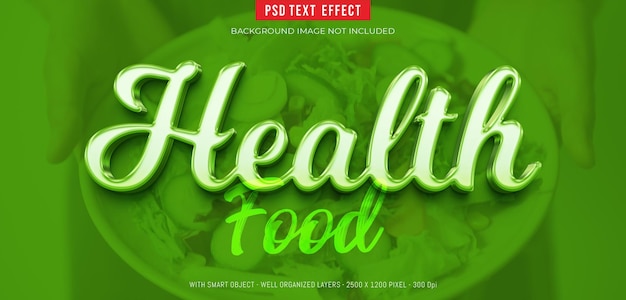 Editable text effect health food 3d style