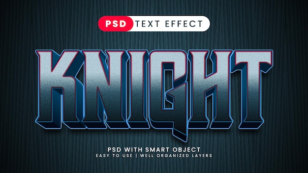 Editable text effect knight 3d armor and warrior font style