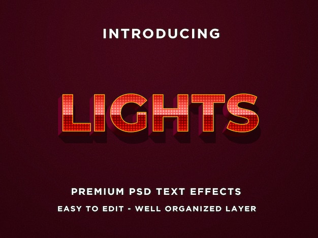 Editable text Effect - Lights Dotted Red Metal Style