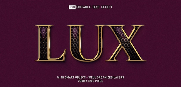 PSD editable text effect lux 3d style