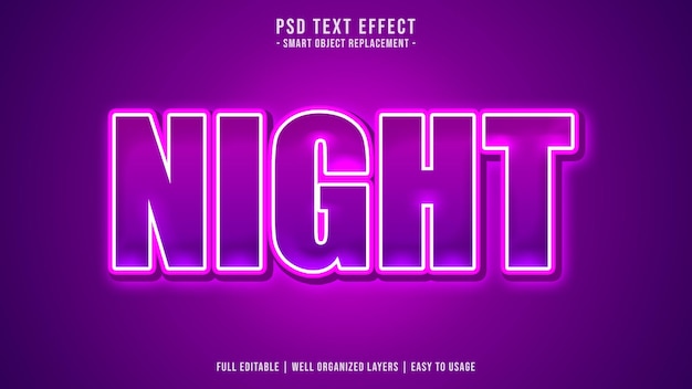 Editable text effect night