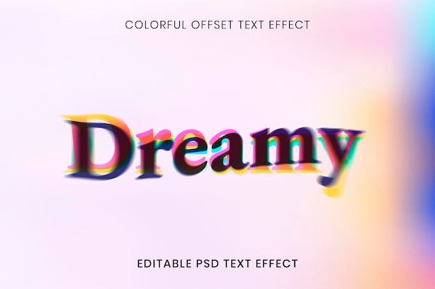 PSD editable text effect psd template, colorful offset font typography