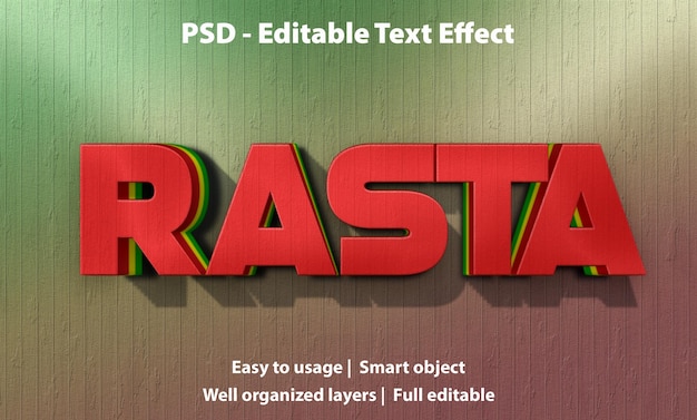 Editable Text Effect Rasta Premium