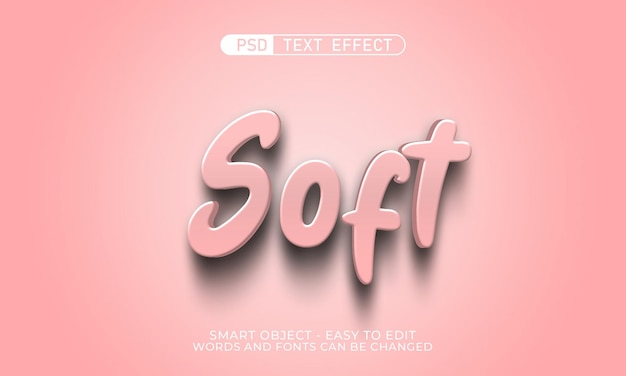 PSD editable text effect soft 3d style