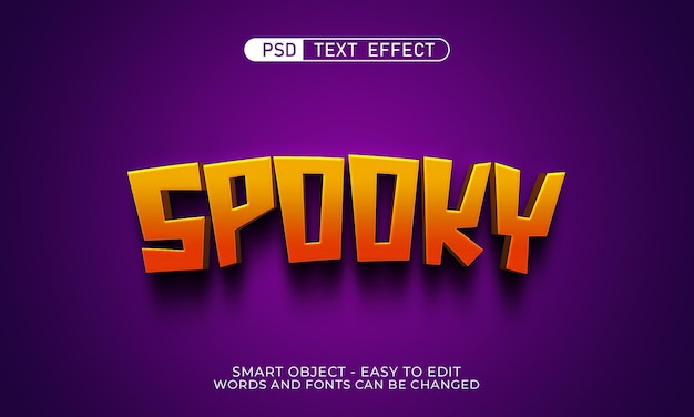 Editable text effect spooky 3d style