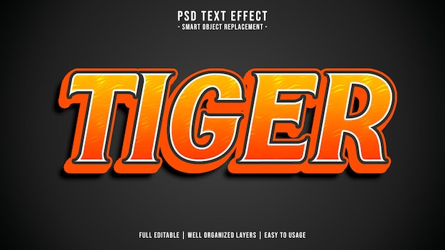 Editable text effect tiger