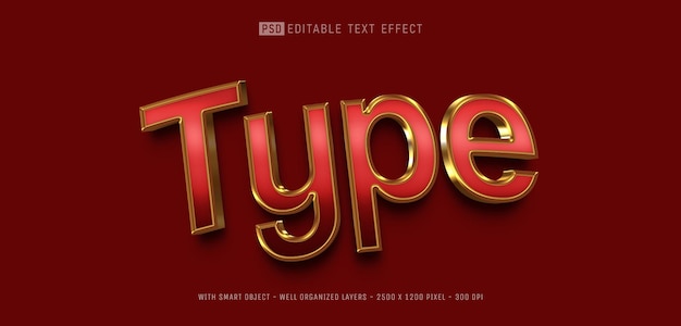 Editable text effect type Style gold 3d style